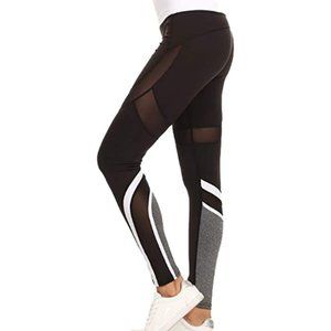 Athletic Leggings Mesh Detail White Size L/XL